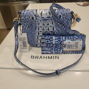 NWT Brahmin Coastal Blue Crossbody w\matching Card Wallet